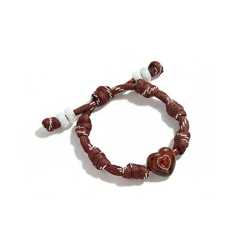Personalized Heart Dopamine Bracelet Adjustable Drawstring Rope Handmade Contrast Color Hand Rope Fashion Jewelry Gift For Women