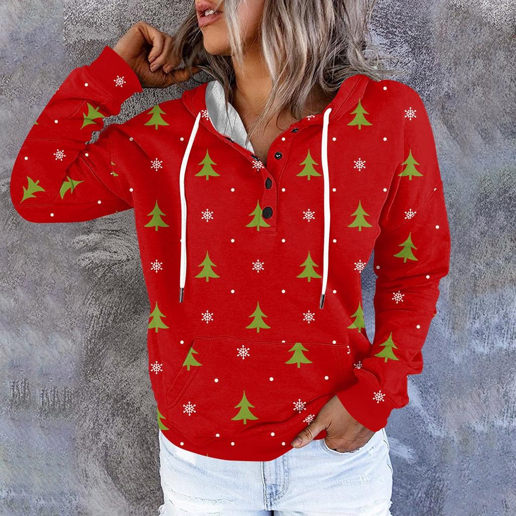 Женские повседневные модные принты с длинным рукавом на пуговицах пуловеры с капюшоном толстовки