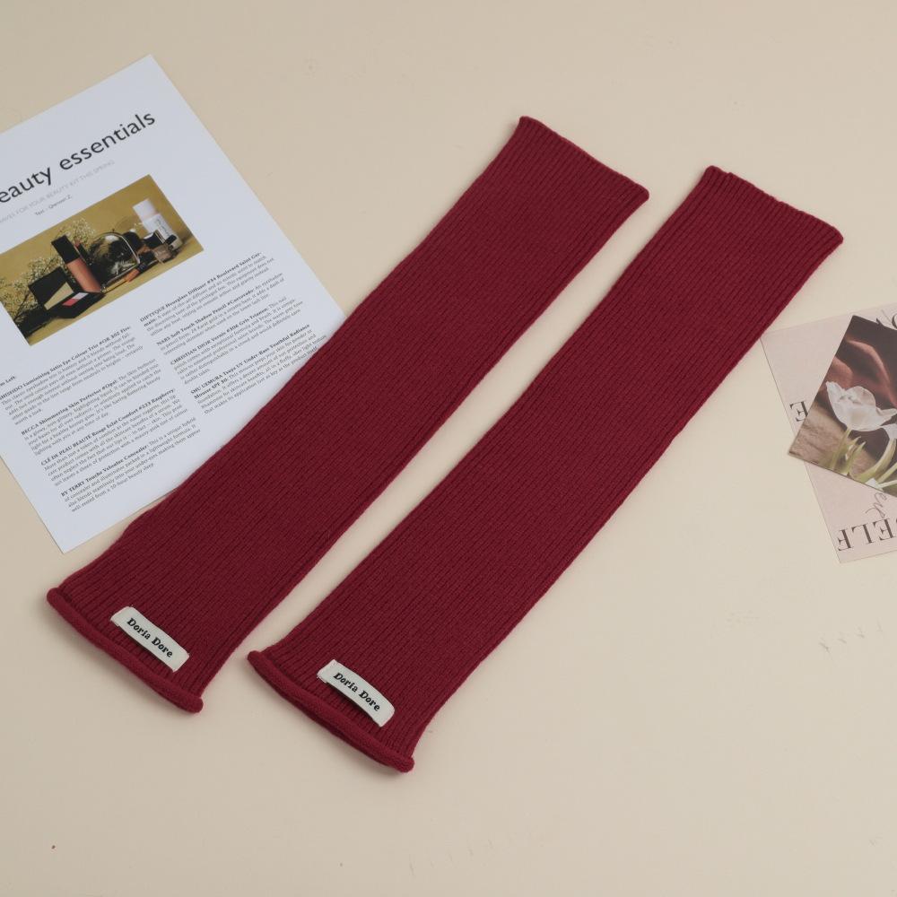 Вязаные рукава-перчатки для женщин на осень и зиму, теплые однотонные нарукавники, полупальцы, шерстяные напульсники, накладные рукава, чехол для рук