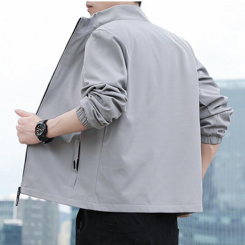 Повседневная мужская куртка весна-осень универсальная простая мужская бейсбольная куртка с воротником-стойкой однотонная
