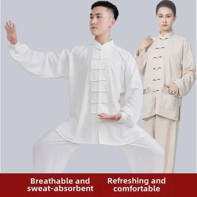 Xiaoheshan мужская и женская одежда для занятий боевыми искусствами тайцзи весна/осень из хлопка и льна для людей среднего и пожилого возраста