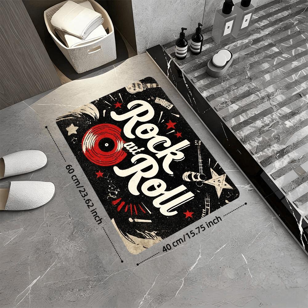 Rock and Roll Music Theme Floor Mat Doormat Rug for Home Entrance Hallway Decor Stylish Retro Mat Indoor Outdoor Gift 40x60cm