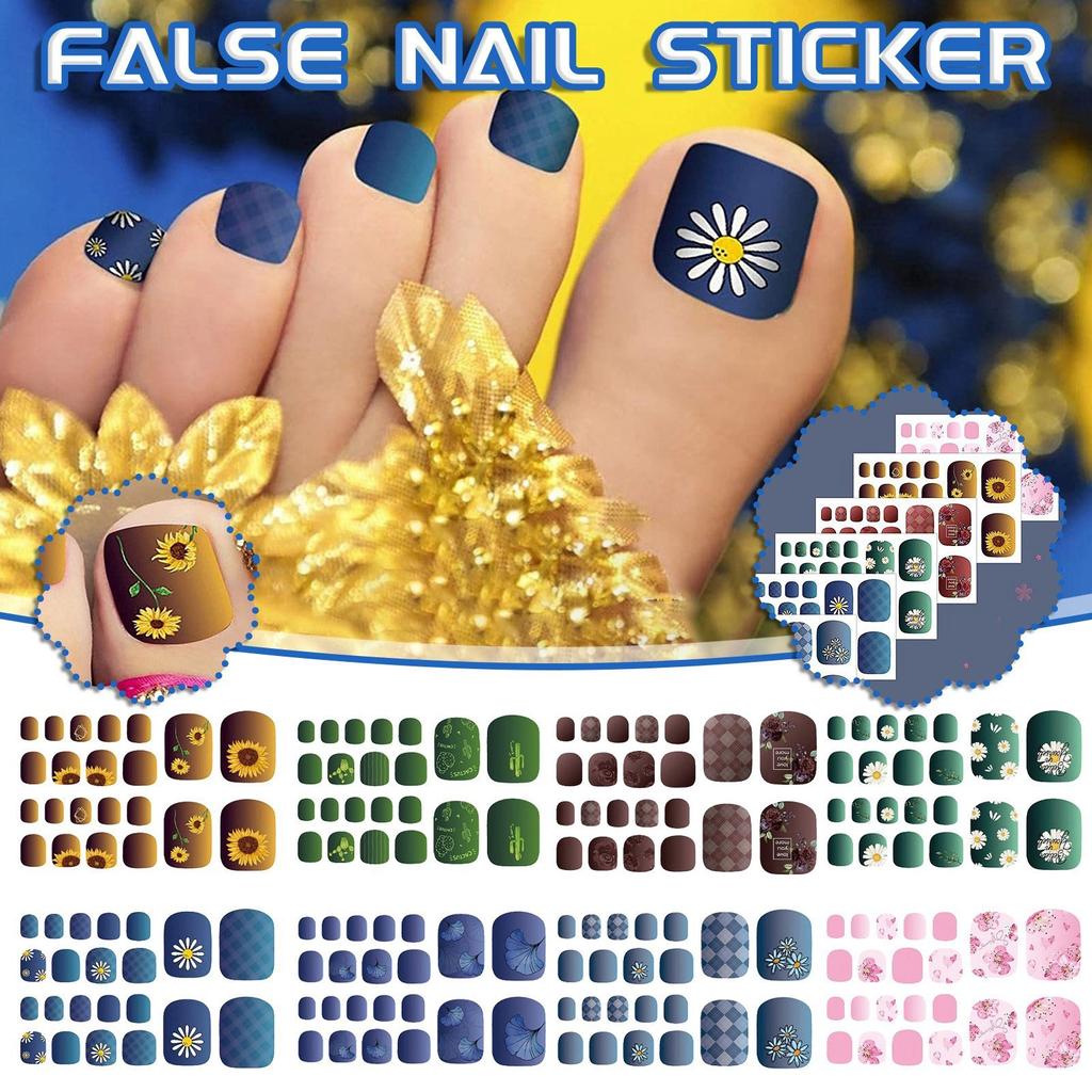 22 Sheets DIY Foot Nail Packaging Stickers Full Toe Nail Wraps Foot Nail Stick