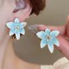 Enamel Flower Stud Earrings for Women Girl French Ins Vintage Fashion Korean Wedding Romantic Jewelry Gifts