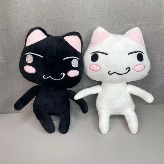 Cartoon Mascot Inouetoro Cat Plush Toy Cute White/Black Kitten Doll Plushies Ornament Soft Stuffed Animal Toy for Children Fans Birthday Gift