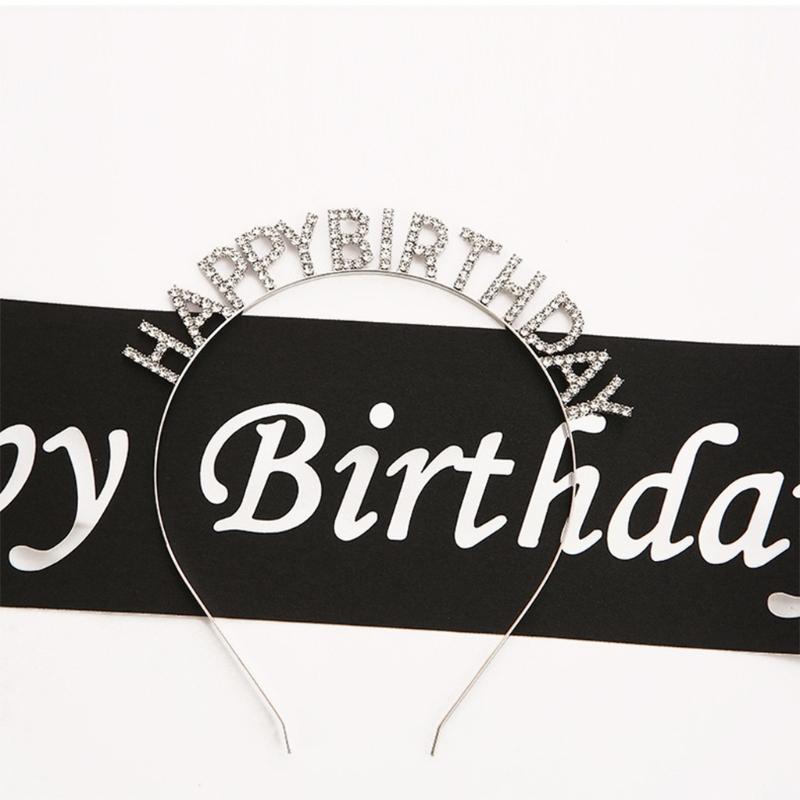 4 шт. Украшения для вечеринки в честь дня рождения Набор для дня рождения с шампанским Яркая лента Золотые блестящие буквы Реквизит для фото в Instagram