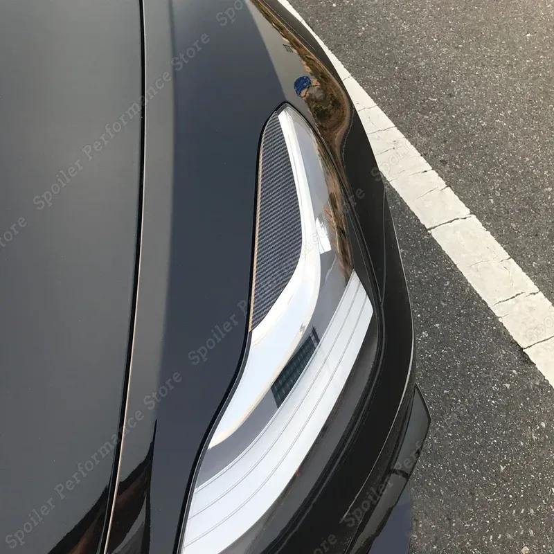 2 шт. Черные Глянцевые Накладки на Фары 'Злой Глаз' Для Tesla Model 3 2017-2021 2022 Автомобильные Аксессуары Крышка Накладки на Веки Фары Пластик ABS