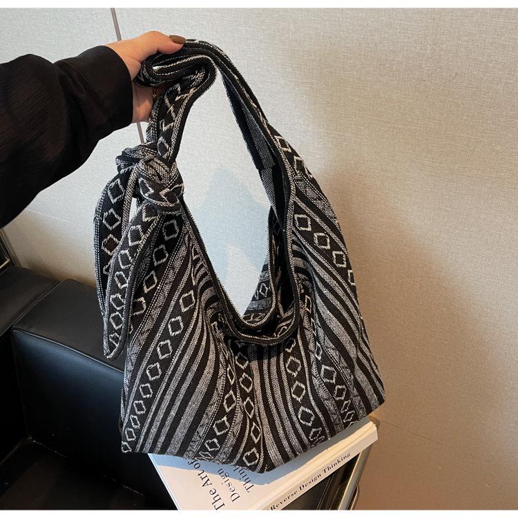 Винтажная полосатая холщовая сумка через плечо - Большая вместимость, Женская модная кроссбоди