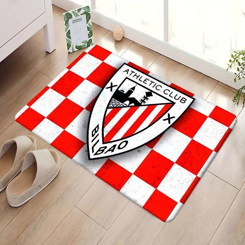 Athletic Club Bilbao Rectangular Doormat Red White Stripes Football Logo Non Slip Floor Mat Soccer Fan Entrance Home Decor