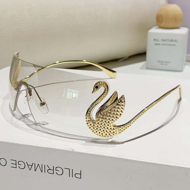 New Y2k Vintage Rimless Sunglasses Women Luxury Brand Design Sun Glasses Punk Popular One Piece Lens Eyewear