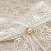 2Pcs Lace Bowknot Curtain Tiebacks, Bow Curtain Holdbacks with Pearls, Decorative Curtain Ties for Home Office Living Room Bedroom Wedding Party Decor