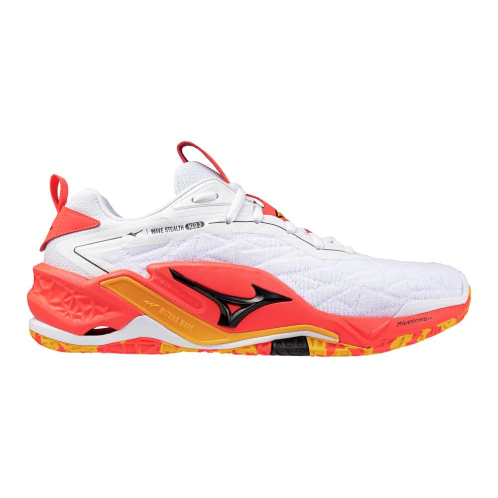 Mizuno Теннисные кроссовки Wave Stealth NEO 2, Белый/Черный/Оранжевый, Размер 24,5 см, 2E