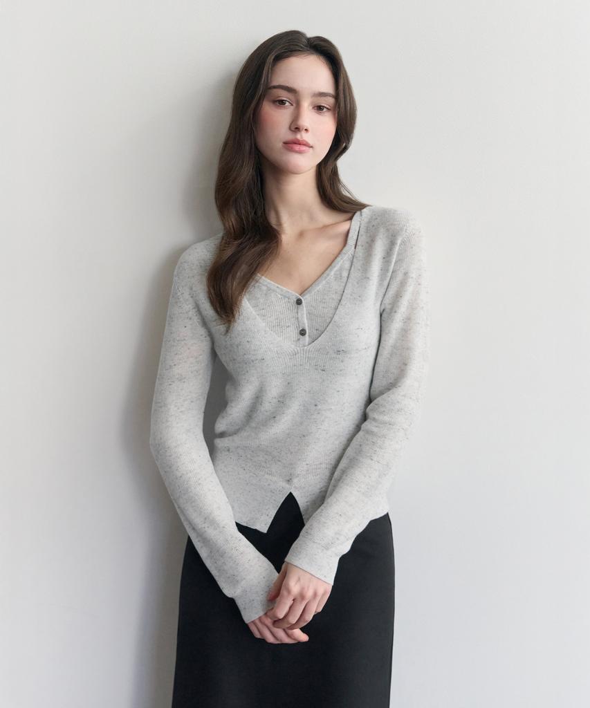 BASIKA Layered Slit Knit (Gray)