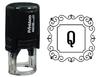 Printtoo Alphabet Q Monogram Initial Square Swirl Border Self Inking Rubber Stamp Office