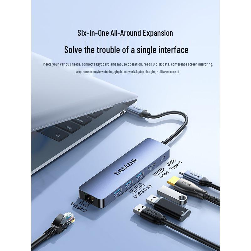 Mountain Lake Type-C Multiport Dock: HDMI, USB, Ethernet, Six-in-One Converter and Splitter