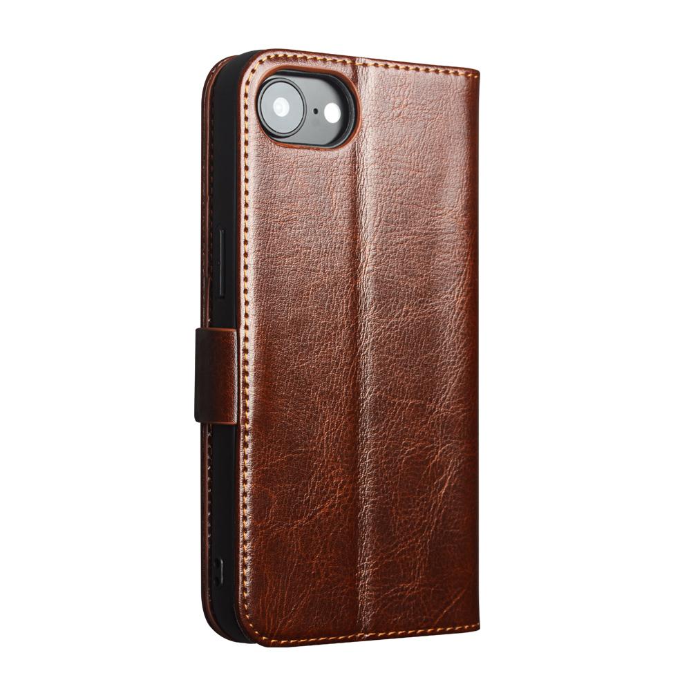 QIALINO For iPhone 16e Wallet Case Genuine Cow Leather Flip Cover Magnetic Clasp Full Protection