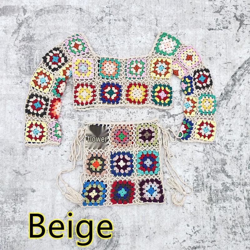 Вязаный крючком купальник бикини и мини-юбка ручной работы