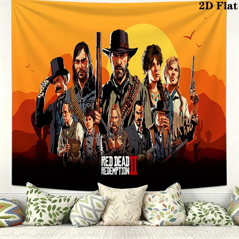 Игровой настенный гобелен RDR2 Эстетичный настенный подвес Печатная ткань Одеяло Декоративные гобелены для спальни гостиной Домашний декор
