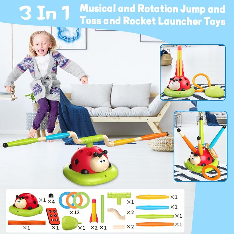 4 Styles Ladybug Multifunction Exercise Machine Ferrule Jump Rocket Launcher Toy Sports Entertainment Game Outdoor Educational