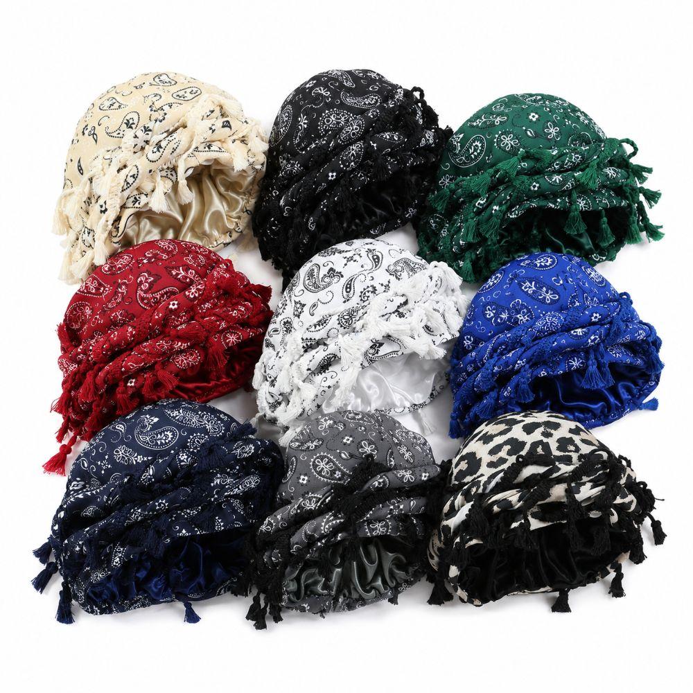 Tassel Twist Head Wraps Cashew Print Durag For Men Unisex Hair Wrap Scarf  Fashion Accessory