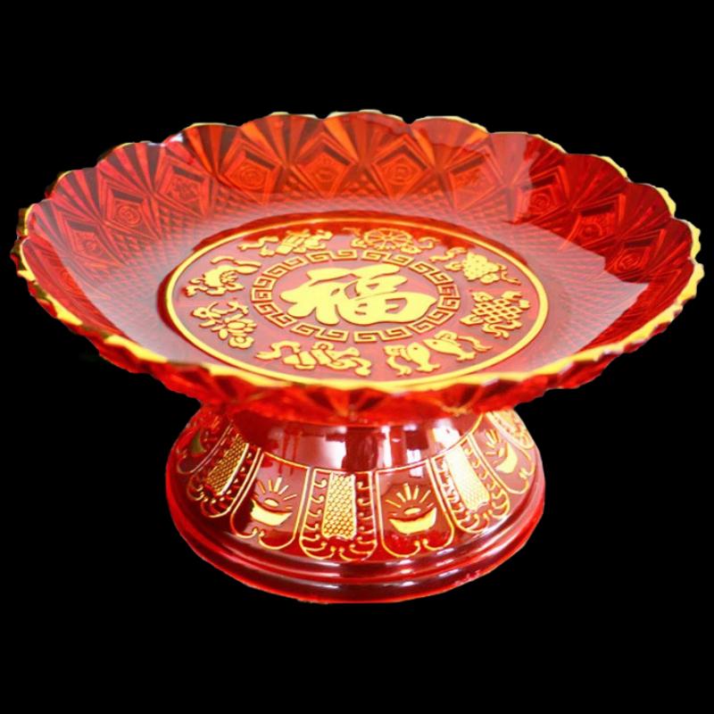 Plastic Fu Character Offering Fruit Plates (9-Inch, 10-Pack)