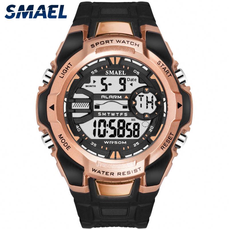 SMAEL 1340 Fashion New Design Men Digital Watch Rubber Strap Water Resistant Superior Multi Function Date Sports Wristwatch