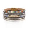 Boho Crystal Leather Bracelets Woman Bohemian Multilayer Wrap Bangles Female Jewelry
