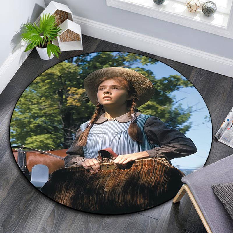 Anne of Green Gables pattern round rug,Carpet Rug for Living Room Bedroom Playroom ,Non-slip Floor Mat,Holiday Gifts and Birthday Gifts.