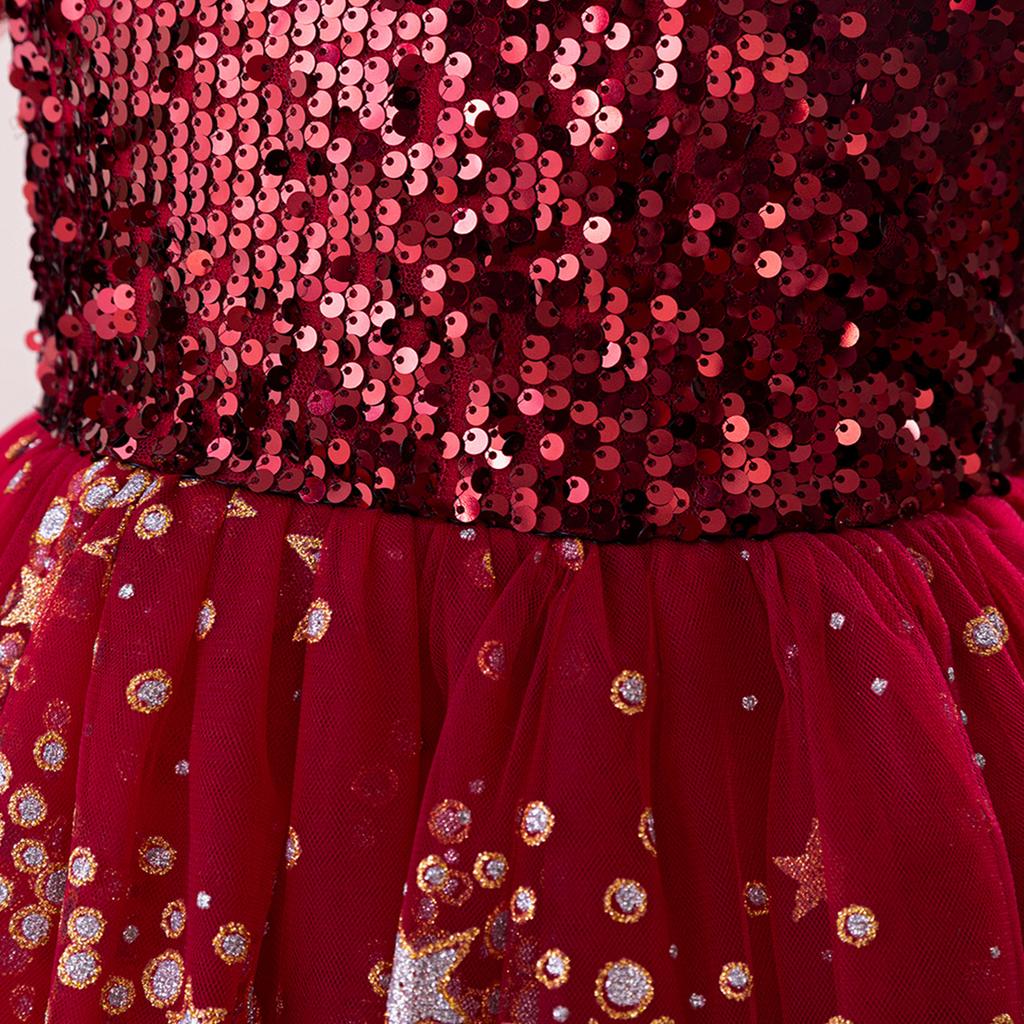 Винтажные рождественские платья для девочек с пайетками, звездное фатиновое платье для свадьбы, дня рождения, принцессы, пышные вечерние костюмы для подружек невесты