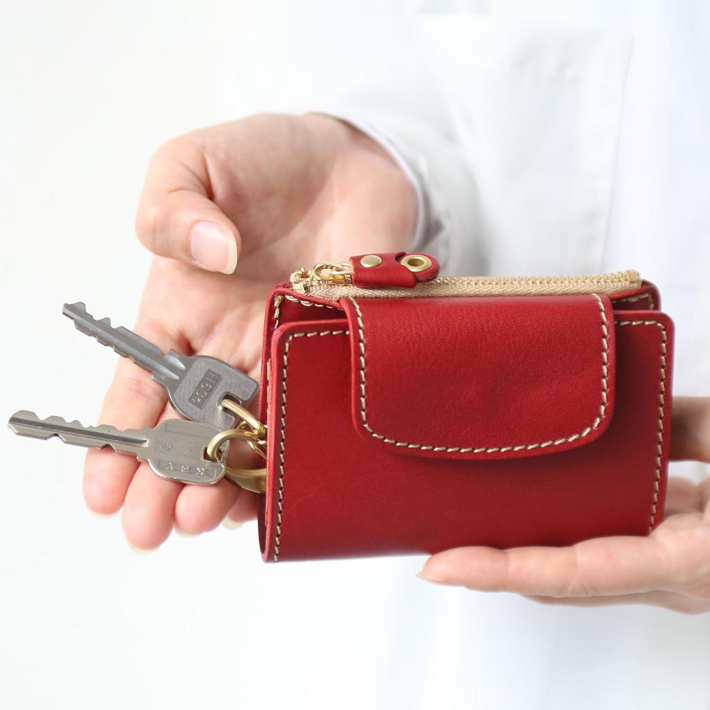 Ключница с кошельком для монет Натуральная кожа Кошелек для монет Интегрированный 6 рядов Кожа Точиги Чехол для смарт-ключа Держатель для ключей Бренд Porco Rosso Сделано в Японии