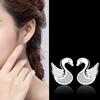 White Swan Zircon Earrings Micro-Inset Women's New Temperament Versatile Student Earrings