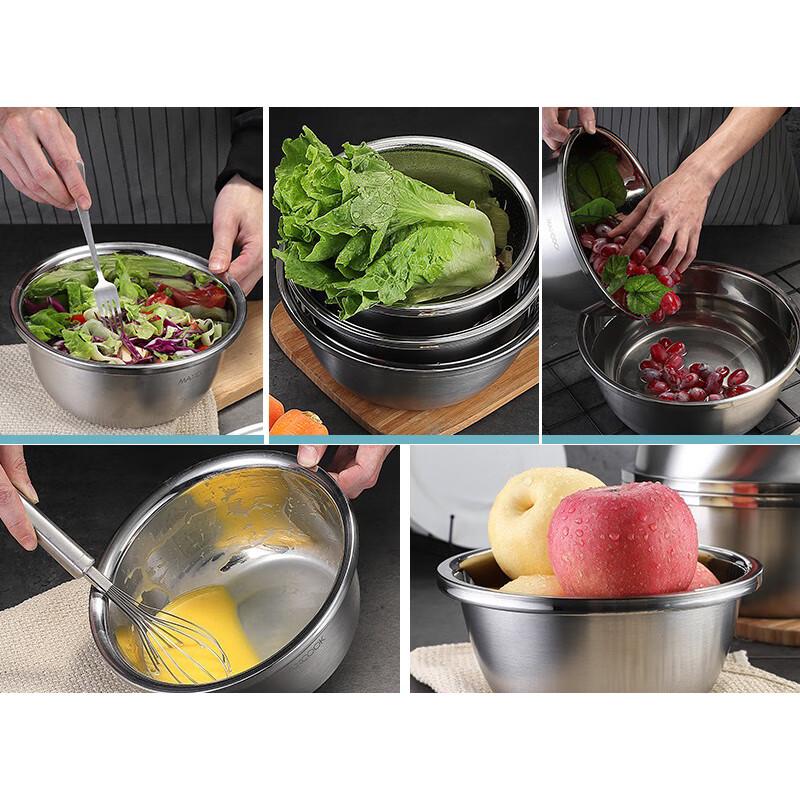 MAXCOOK 3-Piece Stainless Steel Mixing Bowl Set