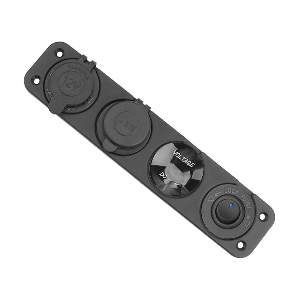 Dual Usb Power Charger Interior Parts 4 In 1 Car Cigarette Lighter With Rocker Switch Digital Voltmeter 12V Power Socket