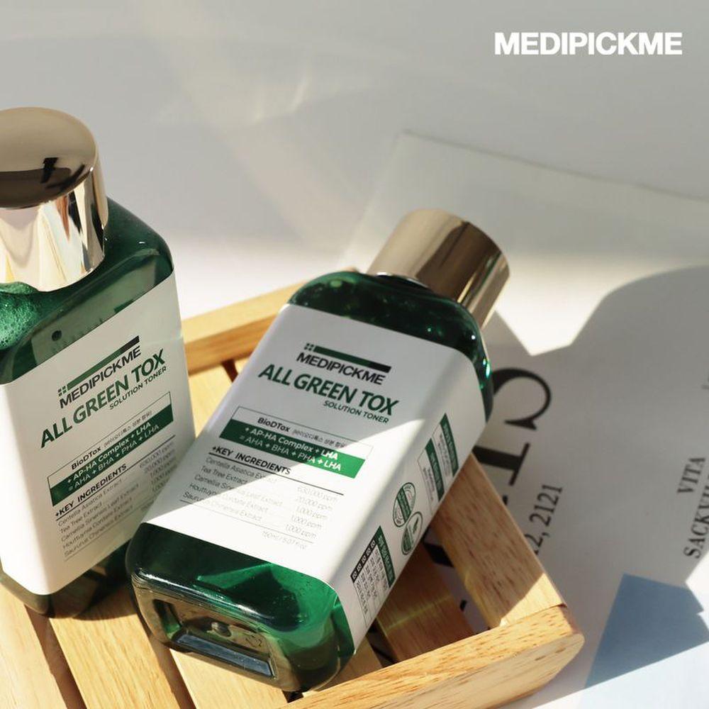 Тонер medipickme All Green Tox Solution 150 мл Содержит ингредиенты Cica и чайного дерева для проблемной кожи