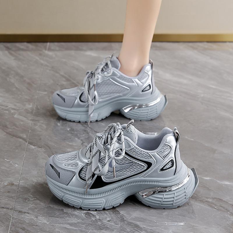 Маффин мягкая платформа красные папины кроссовки 2025 весна новая цветовая гамма пара шнурков спортивная обувь сетка дышащая женская обувь