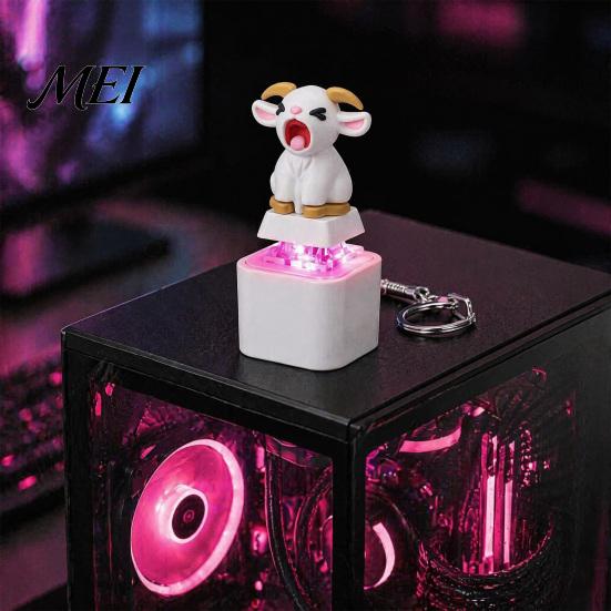 Stress Relieving Gadget 1/2/3Pcs Screaming Goat Keyboard Fidget Toy, Rechargeable Sheep Finger Clicker Animal Push Button Toy with Light Sound,
