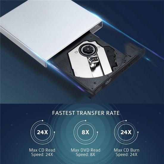 USB 2.0 Slim Writer/Burner/Rewriter/CD ROM External DVD Drive for PC Laptop
