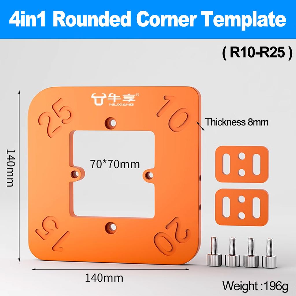 Woodworking Router Corner Radius Templates Jig R10 to R50 Routing Curved Corners Milling Circular Radian Hardness ABS Tool