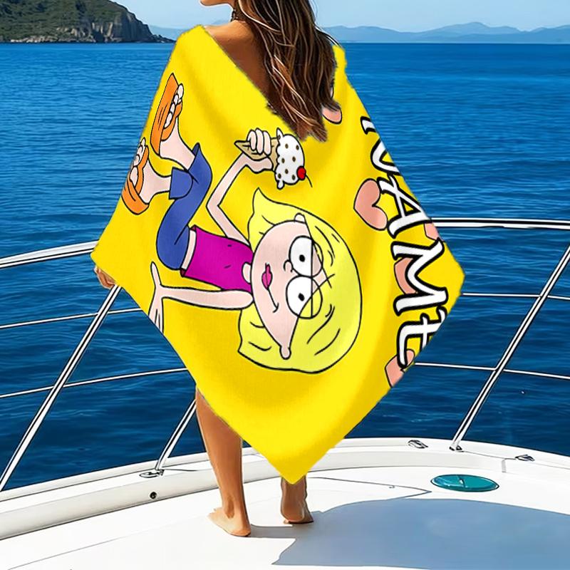 1pc Lizzie McGuire Y Sus Locuras2 Beach Towel with Custom Name, Beach/Swimming/Bath/Picnic/Camping Towel, Suitable for Seaside Beaches
