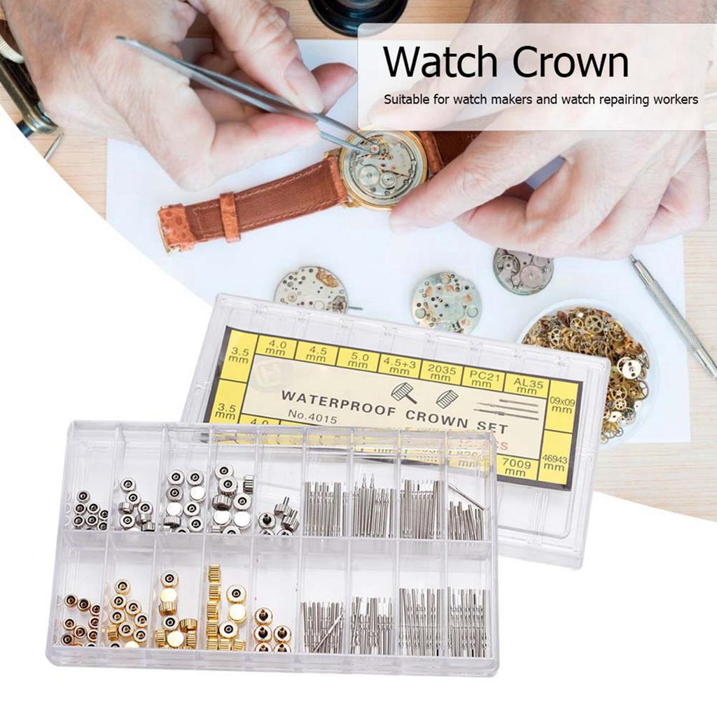Stainless Steel Watch Crown Spring Bar Set Watch Repairing Tool Accessory