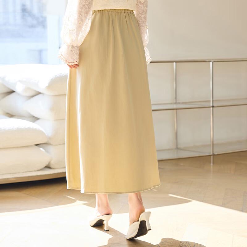 VICTORIA&VERA Women's A-Line Elastic Waist Pleated Midi Skirt