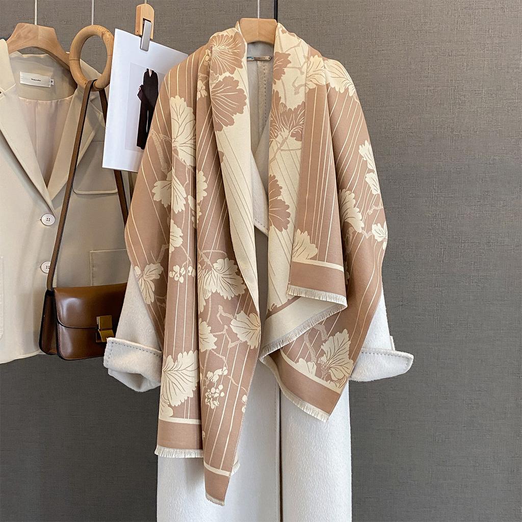 Women Autumn Winter Thick Warm Blanket Luxury Retro Fashion Striped Scarf Lady Cashmere Scarves Bufanda Poncho Echarpe Pashmina