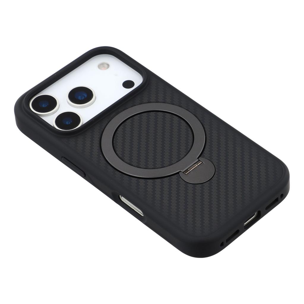 For iPhone 17 Pro Max Case Compatible with MagSafe Kickstand TPU+PC Phone Cover Carbon Fiber Texture
