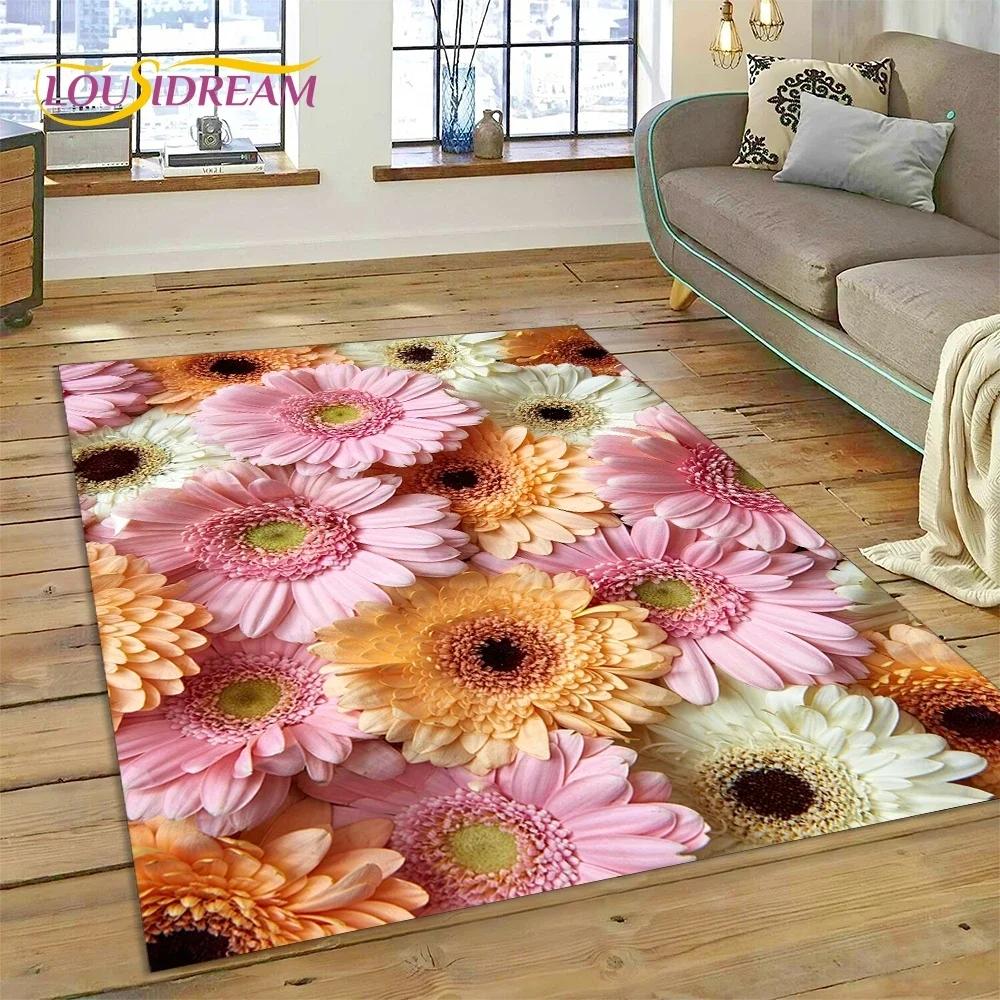 3D Dream Sun Flowers Скандинавский ковер с ромашками для спальни, гостиной, дома, украшение для дивана, детский игровой большой коврик для пола