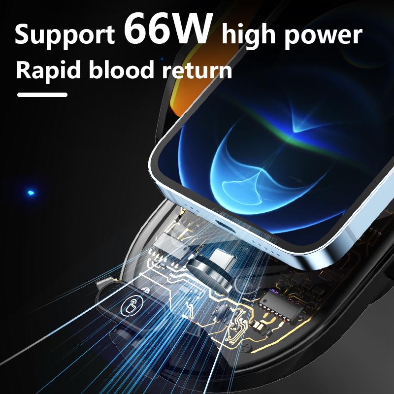 Новая прозрачная магнитная рамка для навигации по транспортному средству, автомобильное беспроводное зарядное устройство 66 Вт, супер быстрая зарядка, автомобильный держатель для телефона