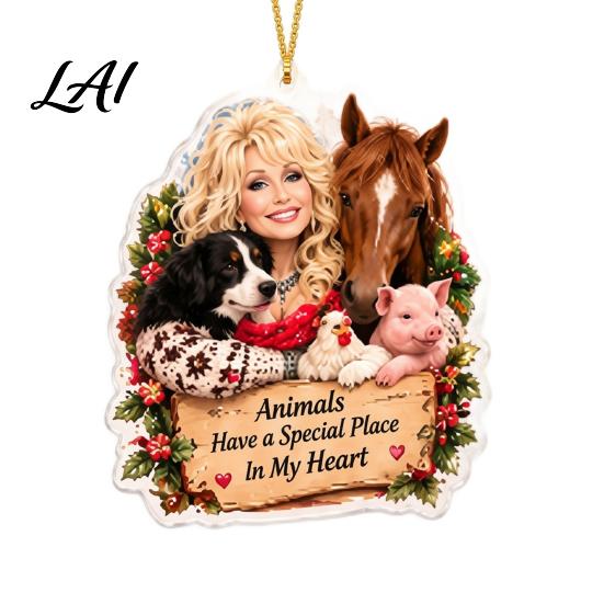 Dolly Christmas Ornament Ornament 2D Acrylic Collectible Hanging Decor Memorial Country Cowgirl Inspired Ornaments Music Theme Blonde Pendant
