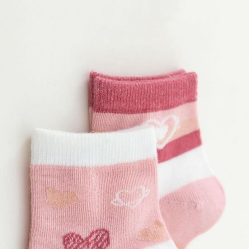 5 пар/лот детские мягкие хлопковые носки корейские носки с принтом в виде сердечек и цветов для девочек весенне-летние теплые детские носки средней длины