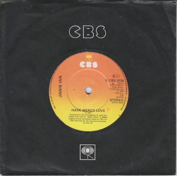 7-дюймовая пластинка JANIS IAN Have Mercy Love CBS8136 CBS 1980 UK Поп Б/у