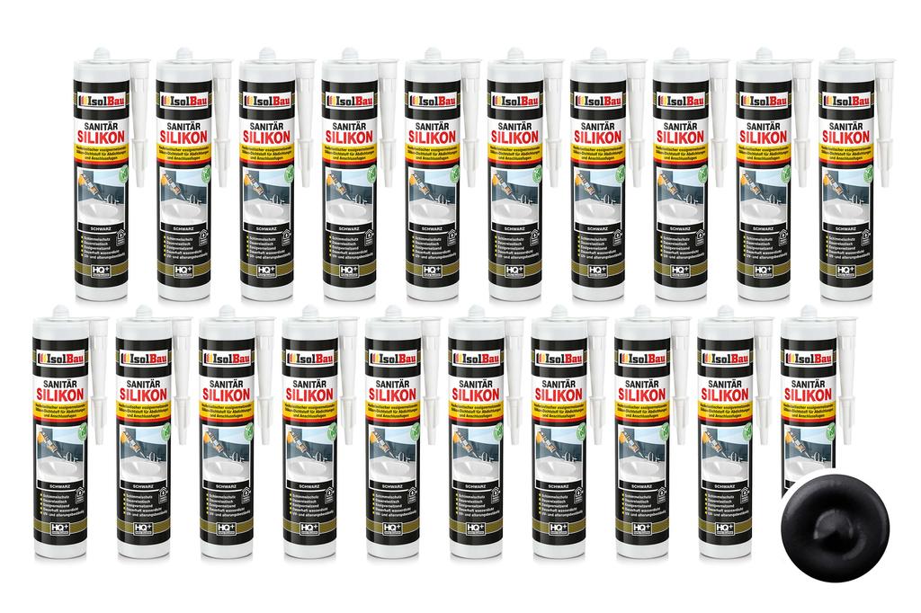 IsolBau Sanitary Silicone Black Sanitär Silikon 20 x 300ml