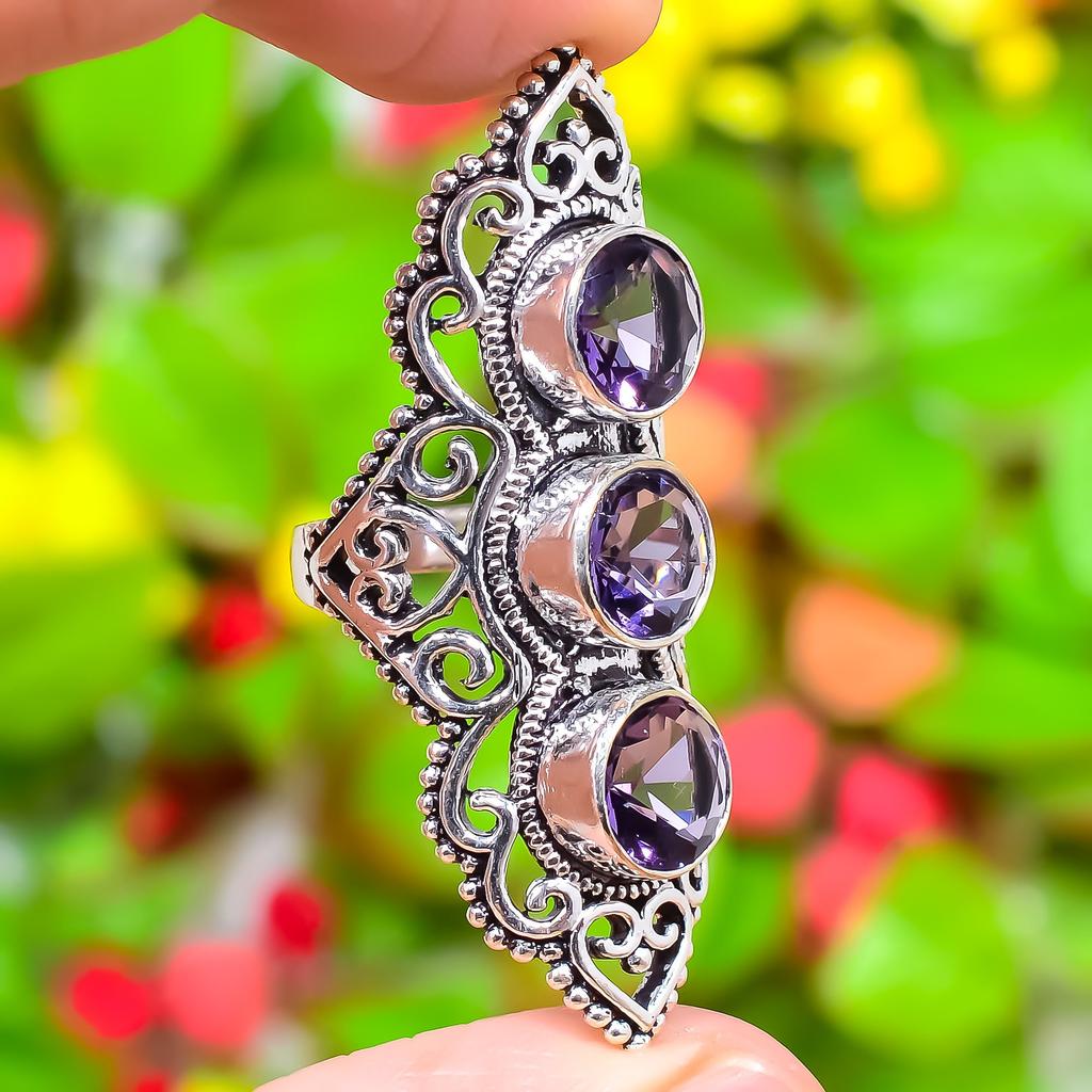 Amethyst Gemstone Handmade 925 Sterling Silver Jewelry Ring Size 6.5 U6t51